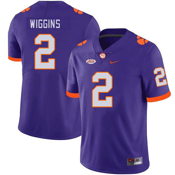 Men's Clemson Tigers Nate Wiggins #2 College Purple NCAA Authentic Football Stitched Jersey 23LH30SX